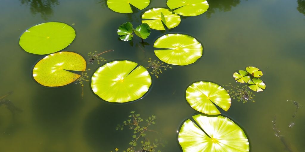 Sparkling clean Ottawa pond with healthy aquatic plants.