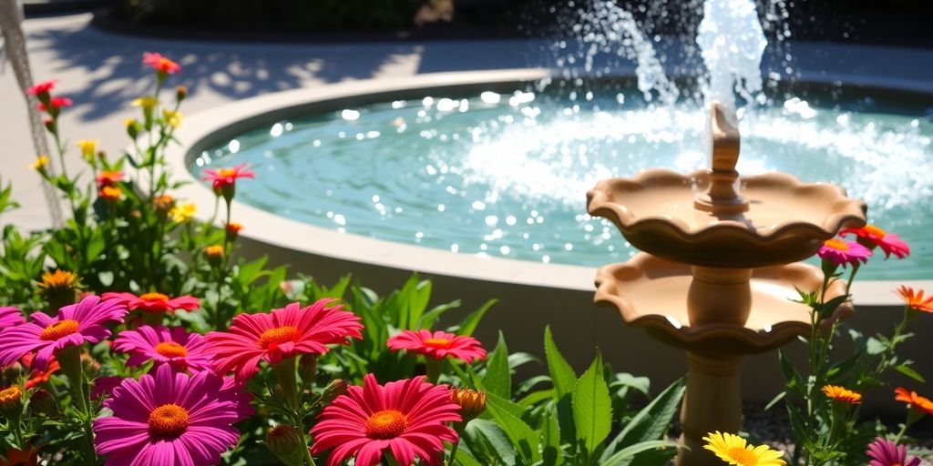 Water Fountains in Ottawa A water fountain in Ottawa enhancing a lush garden