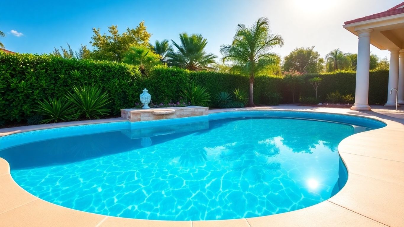 Fibreglass pool Ottawa in a sunny backyard.