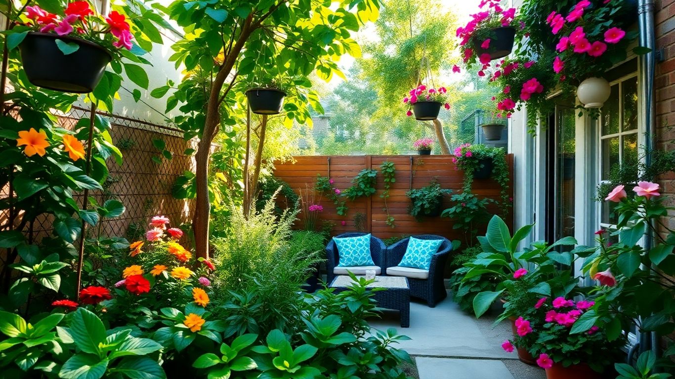 Small backyard patio with outdoor seating and stylish decor Small backyard patio with outdoor seating and stylish decor