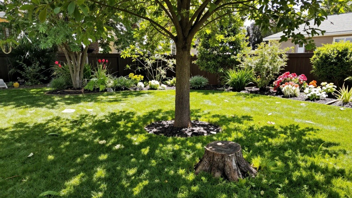  KJ Landscape and Design team restoring lawn after tree stumping