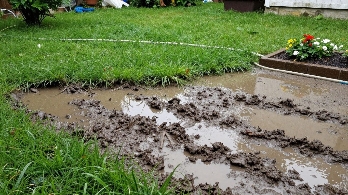 Poor Drainage in Backyard Ottawa Waterlogged backyard with standing water after rain in Ottawa