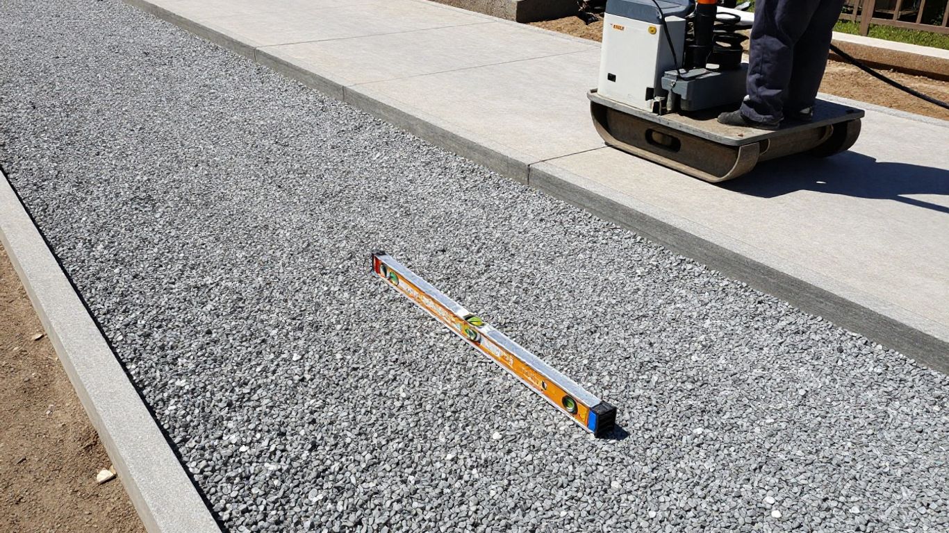 Close-up of herringbone-pattern concrete pavers used in a sidewalk paver installation project in Ottawa.