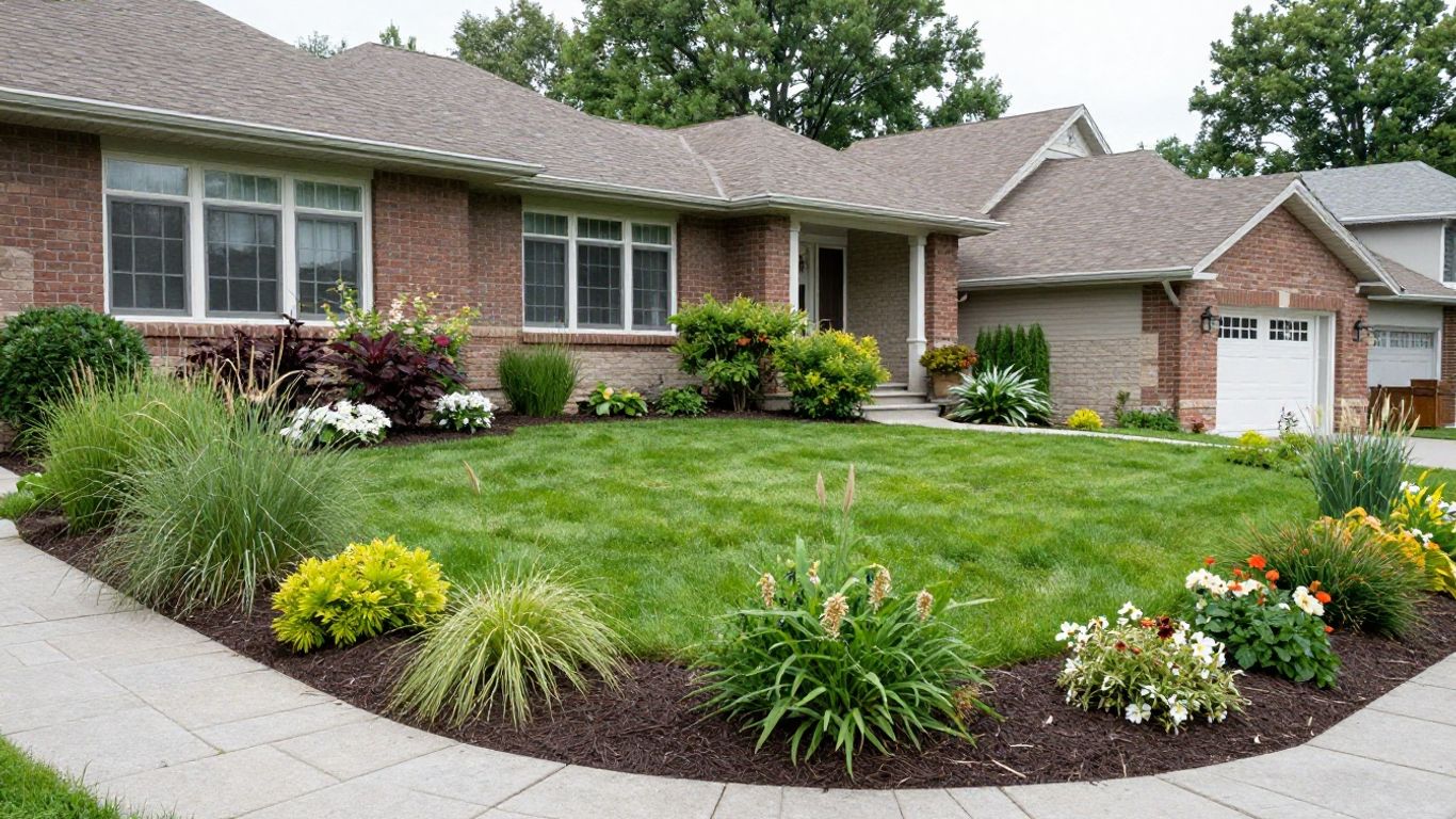 Side-by-side comparison of a drought tolerant landscape and a traditional lawn.