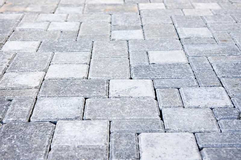 Close-up of a grey paving stone driveway surface installed in Ottawa.